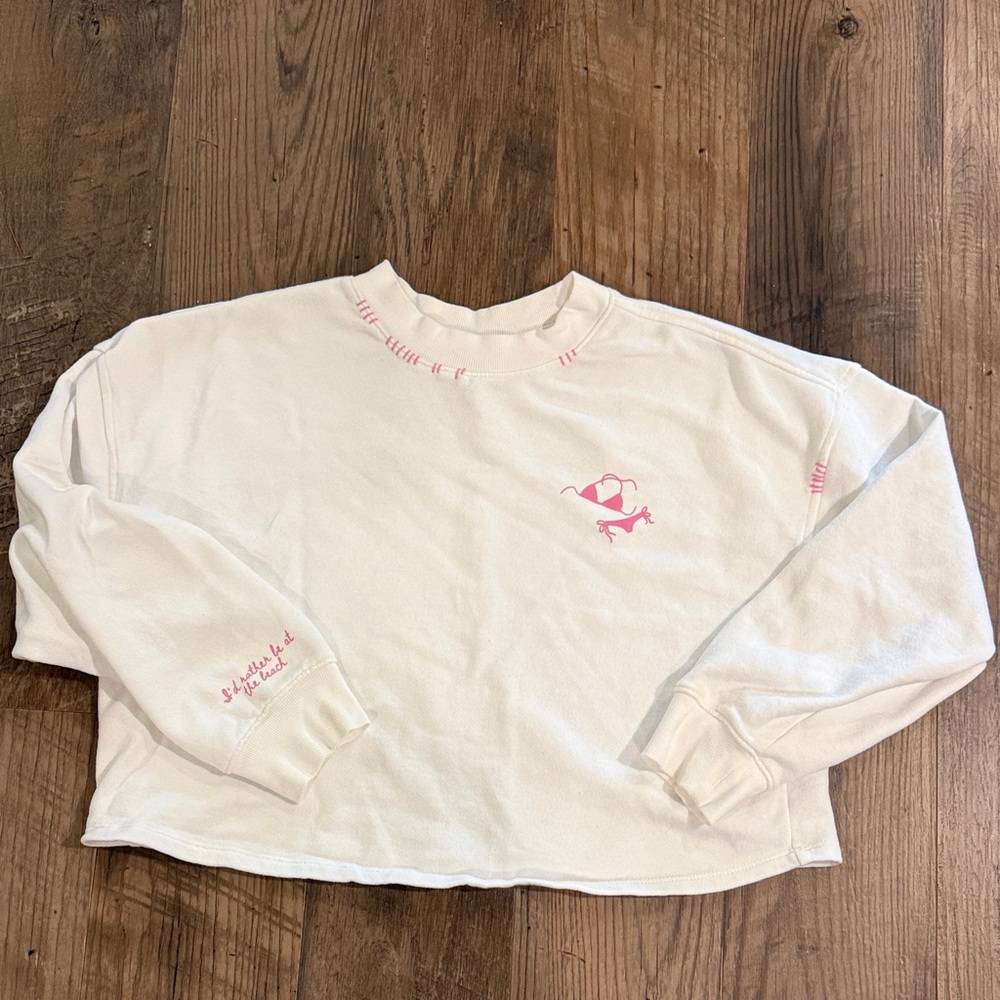 Wild Fable “I’d Rather be at the Beach” XS crop bikini sweatshirt